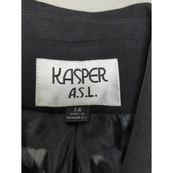 VTG Kasper ASL Womens Blazer Black Size 14 Career Workwear Jacket 100 Polyester - Picture 2 of 9